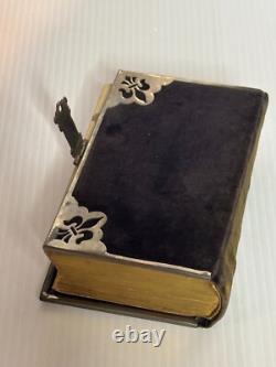 Antique Manual Blessed Virgin Velvet Locking Prayer Book Civil War Era 1874 NY