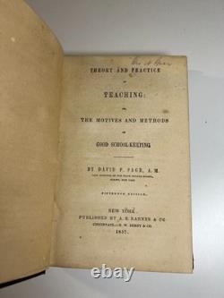 Antique Pre-Civil War Victorian Book 1857 Theory & Practice of Teaching D Page