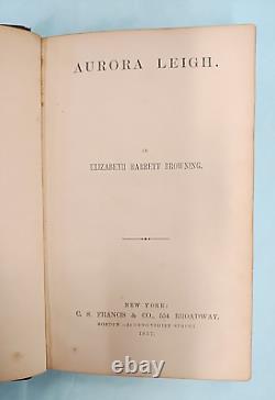 Aurora Leigh Elizabeth Barrett Browning 1857 C. S. Francis & Co. Civil War Inscr