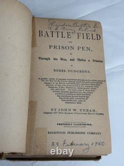 BattleField And Prison Pen By John W. Urban 1882 First Edition Illustrated