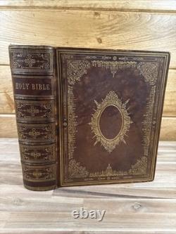 C1860 HOLY BIBLE antique CIVIL WAR ERA leather CARLTON AND PORTER old