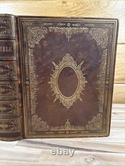 C1860 HOLY BIBLE antique CIVIL WAR ERA leather CARLTON AND PORTER old
