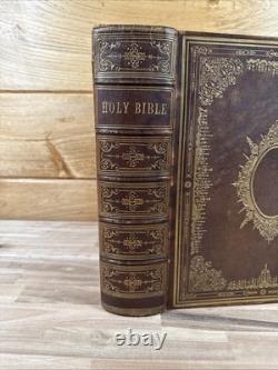 C1860 HOLY BIBLE antique CIVIL WAR ERA leather CARLTON AND PORTER old