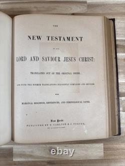 C1860 HOLY BIBLE antique CIVIL WAR ERA leather CARLTON AND PORTER old