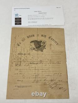 CIVIL WAR DISCHARGE PAPERS PRIVATE NATHANIEL CANNON COMPANY M 5th REGIMENT IOWA