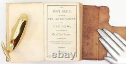 C. 1851 HOLY BIBLE Pre Civil War Psalms David Leather Philadelphia Antique Small