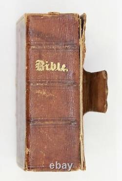 C. 1851 HOLY BIBLE Pre Civil War Psalms David Leather Philadelphia Antique Small