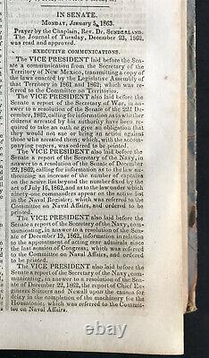 Civil War 1863 Congressional Globe Abe Lincoln 3rd Ses 37th Congress New Mexico