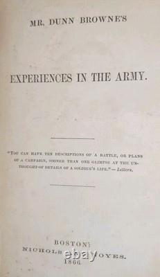 Civil War 1st Ed. 1866 DUNN BROWNE'S EXPERIENCES IN THE ARMY 14th Conn Infantry