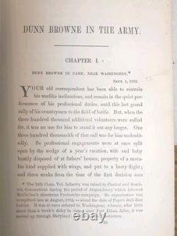Civil War 1st Ed. 1866 DUNN BROWNE'S EXPERIENCES IN THE ARMY 14th Conn Infantry