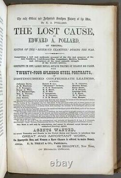 Civil War Edward A. Pollard The Lost Cause E. B. Treat & Co. 1867