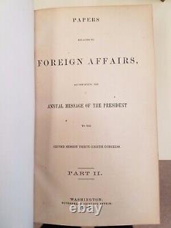 Diplomatic Correspondances of the Dept of State 1864-5 Fine Binding Civil War