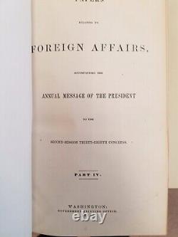 Diplomatic Correspondances of the Dept of State 1864-5 Fine Binding Civil War