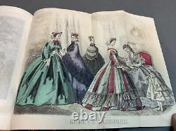 Godey's Lady's Book Hand Colored Fashion Plates & Engravings 1864 Civil War Era