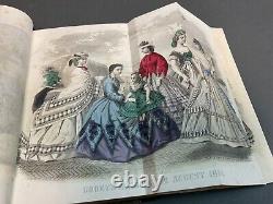 Godey's Lady's Book Hand Colored Fashion Plates & Engravings 1864 Civil War Era
