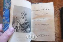 Guizot History Of Civilization 3 Vols 1846 English CIVIL War Blue Gilt Leather