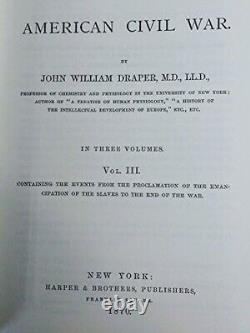 HISTORY OF The AMERICAN CIVIL WAR, 1867-1870, John William Draper -3Vols. NEW