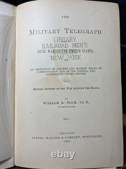 HTF 1882 1st Ed Military Telegraph Civil War Confederate Cypher William Plum 2Vo