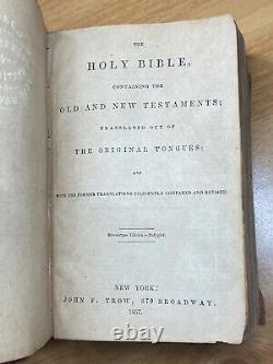 Holy Bible 1857 Pre Civil War Era John Trow Publishing