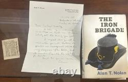 Iron Brigade Alan T Nolan 1st Pre-Pub Inscribed Haerle ALS Civil War
