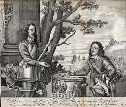 King Charles I & Sir Edward Walker Antique Engraving English Civil War