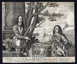 King Charles I & Sir Edward Walker Antique Engraving English Civil War