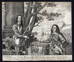 King Charles I & Sir Edward Walker Antique Engraving English Civil War