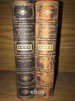 LEATHER SetMEMOIRS ULYSSES GRANT! 1885 First Edition Civil War Grant Personal