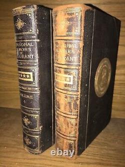 LEATHER SetMEMOIRS ULYSSES GRANT! 1885 First Edition Civil War Grant Personal