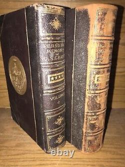 LEATHER SetMEMOIRS ULYSSES GRANT! 1885 First Edition Civil War Grant Personal