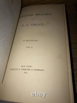 LEATHER SetMEMOIRS ULYSSES GRANT! 1885 First Edition Civil War Grant Personal