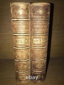 LEATHER SetTHE PERSONAL MEMOIRS OF ULYSSES GRANT! 1883 First Edition Civil War