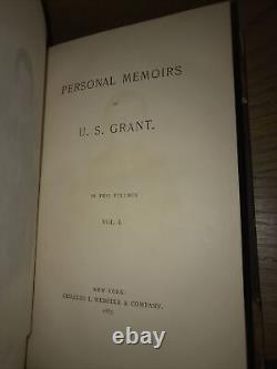LEATHER SetTHE PERSONAL MEMOIRS OF ULYSSES GRANT! 1883 First Edition Civil War