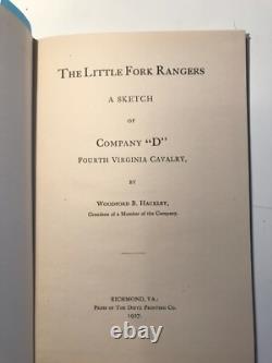 Little Fork Rangers, Fourth Virginia Cavalry, Hackley, 1927 1st ed, Civil War