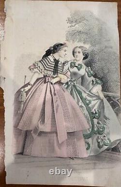 Lot of 17 Godey's Ladies Book Civil War 1861 engraved hand-colored plates