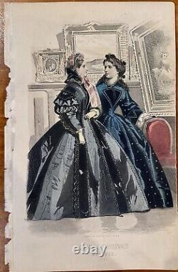 Lot of 17 Godey's Ladies Book Civil War 1861 engraved hand-colored plates