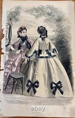 Lot of 17 Godey's Ladies Book Civil War 1861 engraved hand-colored plates
