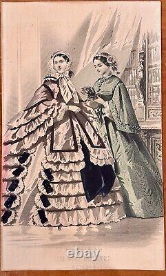 Lot of 17 Godey's Ladies Book Civil War 1861 engraved hand-colored plates