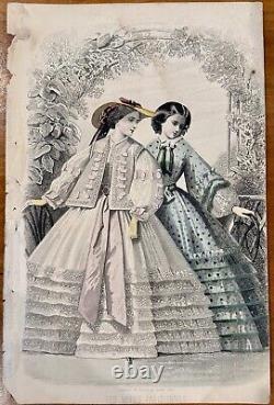 Lot of 17 Godey's Ladies Book Civil War 1861 engraved hand-colored plates