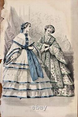 Lot of 17 Godey's Ladies Book Civil War 1861 engraved hand-colored plates