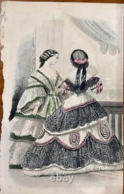 Lot of 17 Godey's Ladies Book Civil War 1861 engraved hand-colored plates