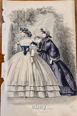 Lot of 17 Godey's Ladies Book Civil War 1861 engraved hand-colored plates