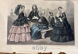 Lot of 17 Godey's Ladies Book Civil War 1861 engraved hand-colored plates