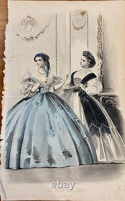 Lot of 17 Godey's Ladies Book Civil War 1861 engraved hand-colored plates