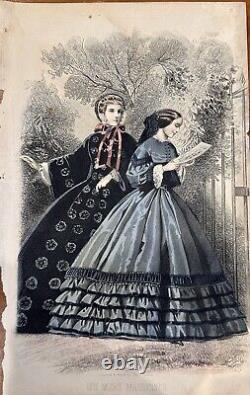 Lot of 17 Godey's Ladies Book Civil War 1861 engraved hand-colored plates