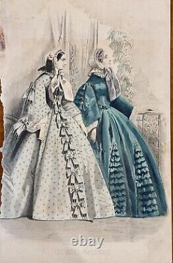 Lot of 17 Godey's Ladies Book Civil War 1861 engraved hand-colored plates