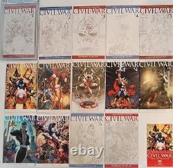 Marvel CIVIL WAR Lot (14) #1-7 x2 Turner Variants + Sketches NM+ #1 CGC & 2 COAs