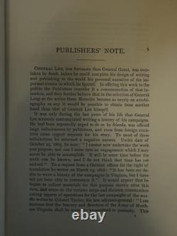 Memoirs Robert E Lee A. L. Long 1886 Civil War 1st Ed Gettysburg Map
