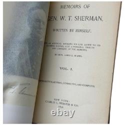 Memoirs of Gen. W. T. Sherman 1892 Civil War 2 Vol Set Charles Webster Books Maps