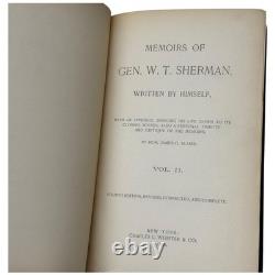 Memoirs of Gen. W. T. Sherman 1892 Civil War 2 Vol Set Charles Webster Books Maps